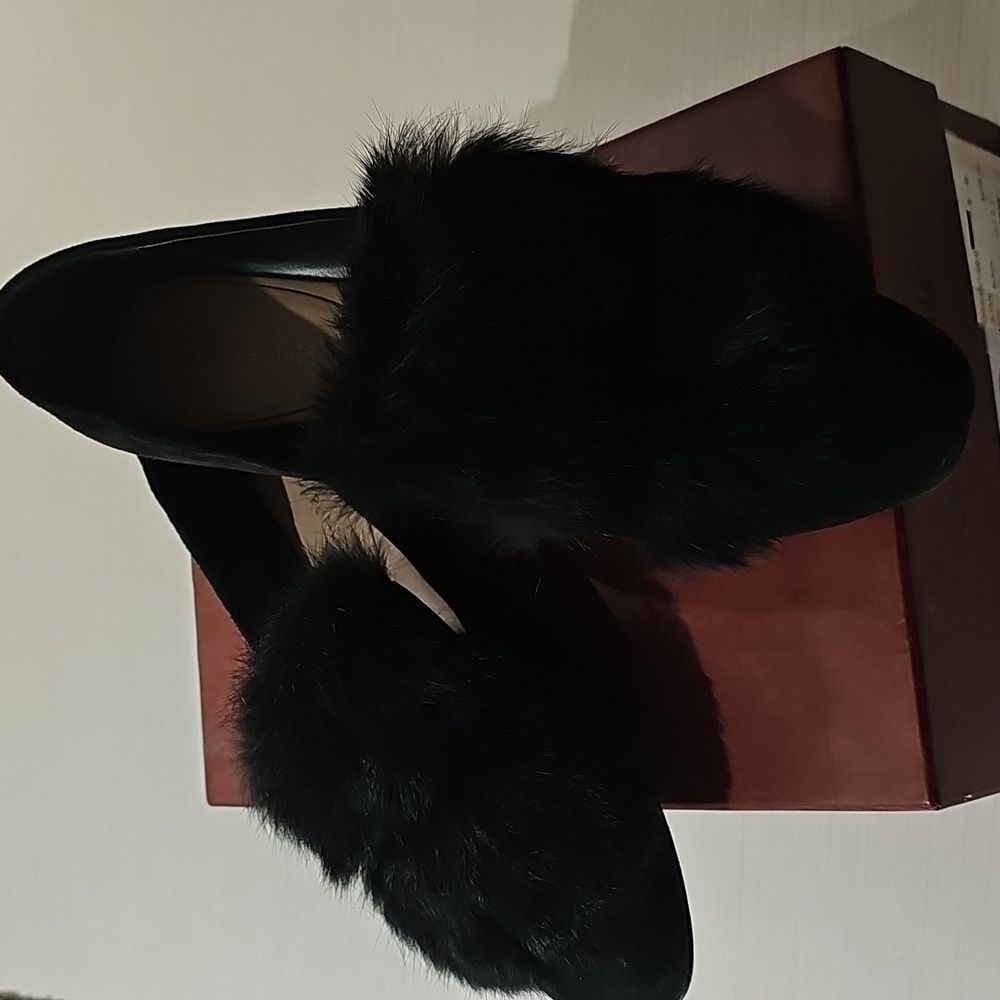 Donald J. Pliner Lilian Flat with Rabbit Fur.